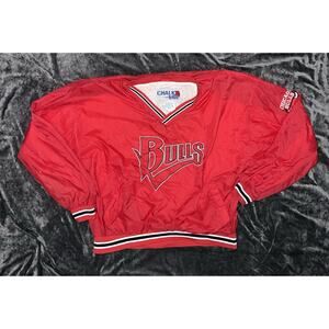 Vintage 90s Chicago Bulls Chalk Line Pullover Jacket – Red – XL